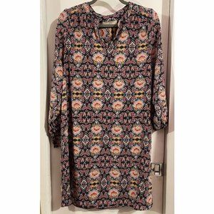 Loft Floral Paisley Long Sleeve Dress Size M